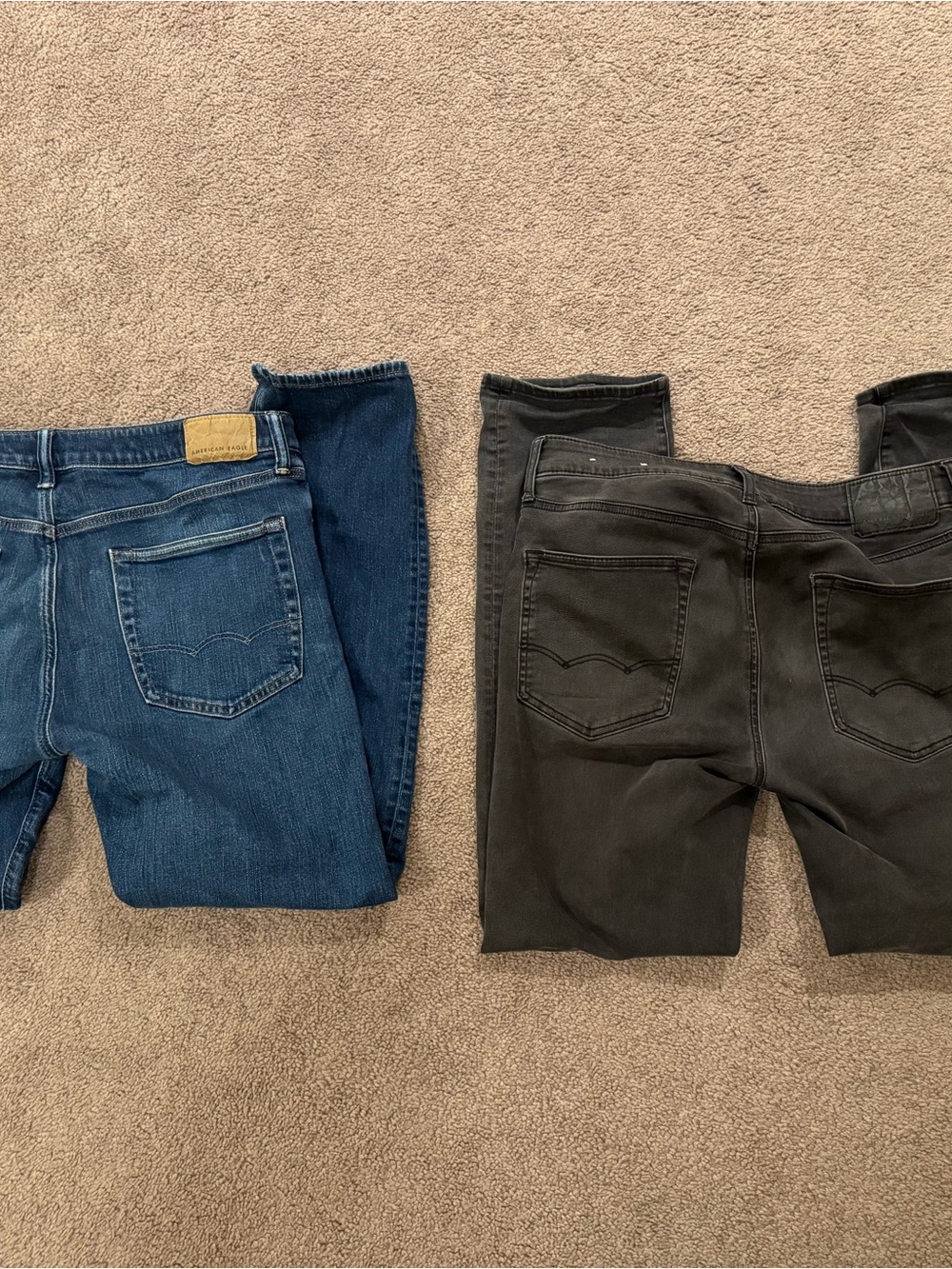 American Eagle Outfitters Men's Blue and Black Skinny Jeans